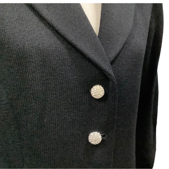 St. John Evening Suit Jacket w Diamond-like cluster buttons Black Size 10 Wool - Picture 5 of 11